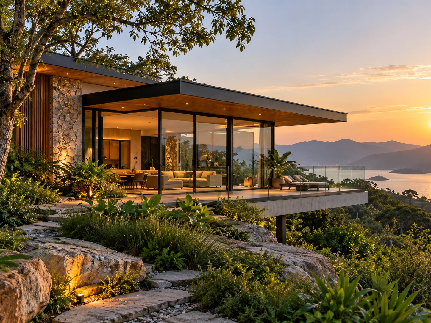Casa integrada à paisagem